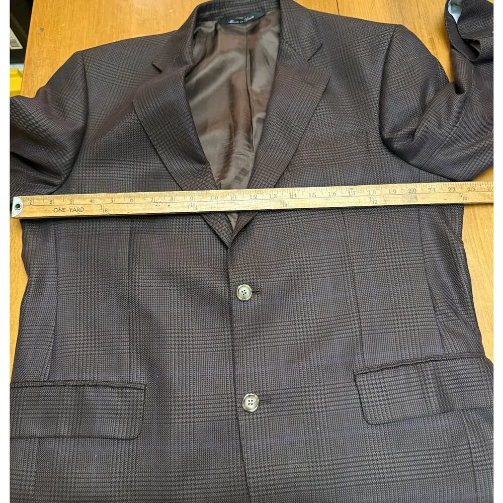 ELI THOMAS Santana Row Brown GlenPlaid Huddersfield Blazer Silk Super 120s Spain
